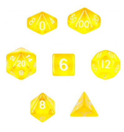 Set de 7 dados - Translucent Yellow - Transparente Amarillo