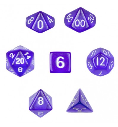 Set de 7 dados - Translucent Purple - Transparente Violeta