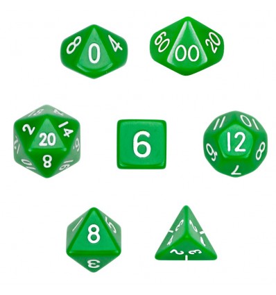 Set de 7 dados - Solid Green - Opaco Verde