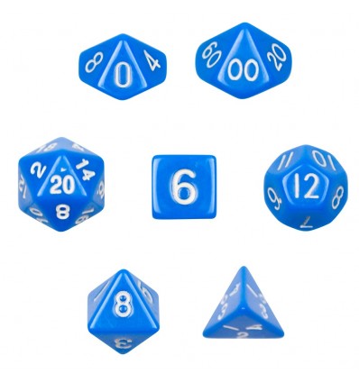 Set de 7 dados - Solid Blue - Opaco Azul