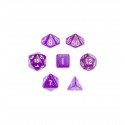 Set De 7 Dados MIni - Arcane Aura - Transparente Violeta Con Pintitas